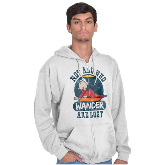 Not All Who Wander Are Lost Popeye Zip Up Hoodie Men's Women's Brisco Brands L