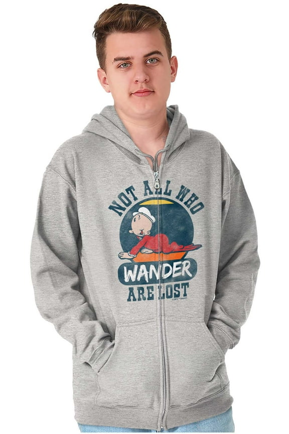 Not All Who Wander Are Lost Popeye Zip Up Hoodie Men's Women's Brisco Brands S