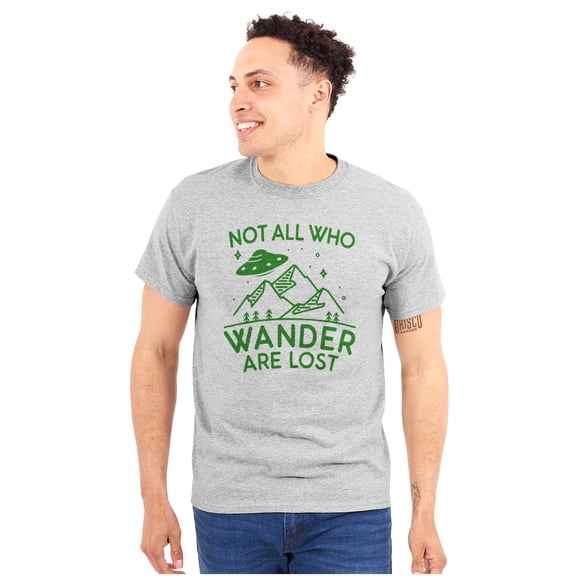 Not All Who Wonder Are Lost UFO Cute Plus Size Crewneck Graphic Tee Shirt Brisco Brands 3X
