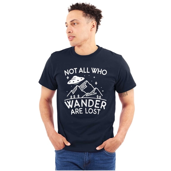 Not All Who Wonder Are Lost UFO Cute Plus Size Crewneck Graphic Tee Shirt Brisco Brands 3X