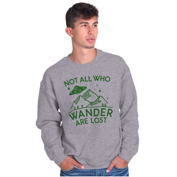 Not All Who Wonder Are Lost UFO Cute Unisex Plus Fleece Graphic Sweatshirt Brisco Brands 2X