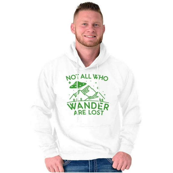 Not All Who Wonder Are Lost UFO Cute Unisex Plus Fleece Graphic Hoodie Brisco Brands 5X