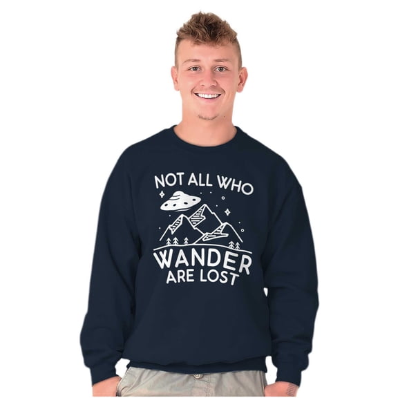 Not All Who Wonder Are Lost UFO Cute Unisex Plus Fleece Graphic Sweatshirt Brisco Brands 3X
