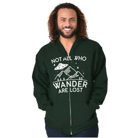 Not All Who Wonder Are Lost UFO Cute Zip Up Hoodie Men's Women's Brisco Brands 5X