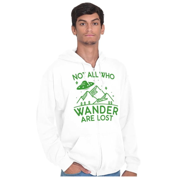 Not All Who Wonder Are Lost UFO Cute Zip Up Hoodie Men's Women's Brisco Brands S