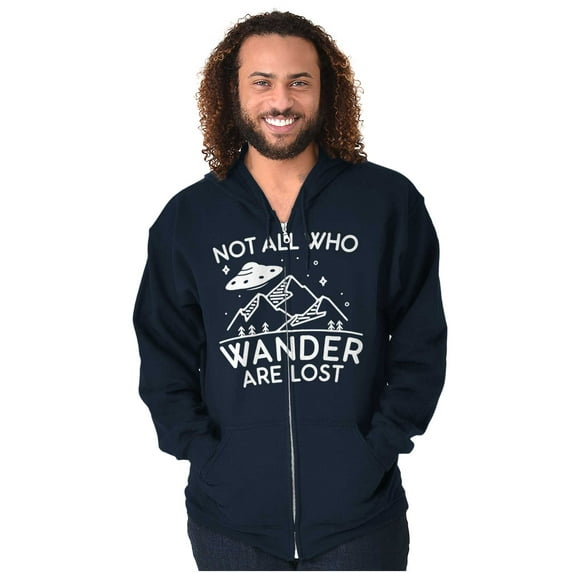 Not All Who Wonder Are Lost UFO Cute Zip Up Hoodie Men's Women's Brisco Brands X