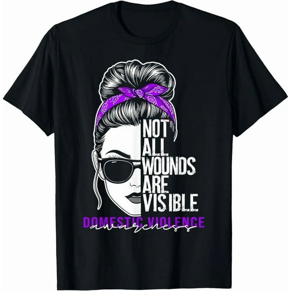 Not All Wounds Are Visible Design Month October Awareness Graphic Unisex T-Shirt, up to Size 5XL