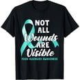 thumbnail image 1 of Not All Wounds Are Visible Food Allergies Awareness T-Shirt mens t shirt，black，women，funny，misfits，men，journey，t-shirt, 1 of 4