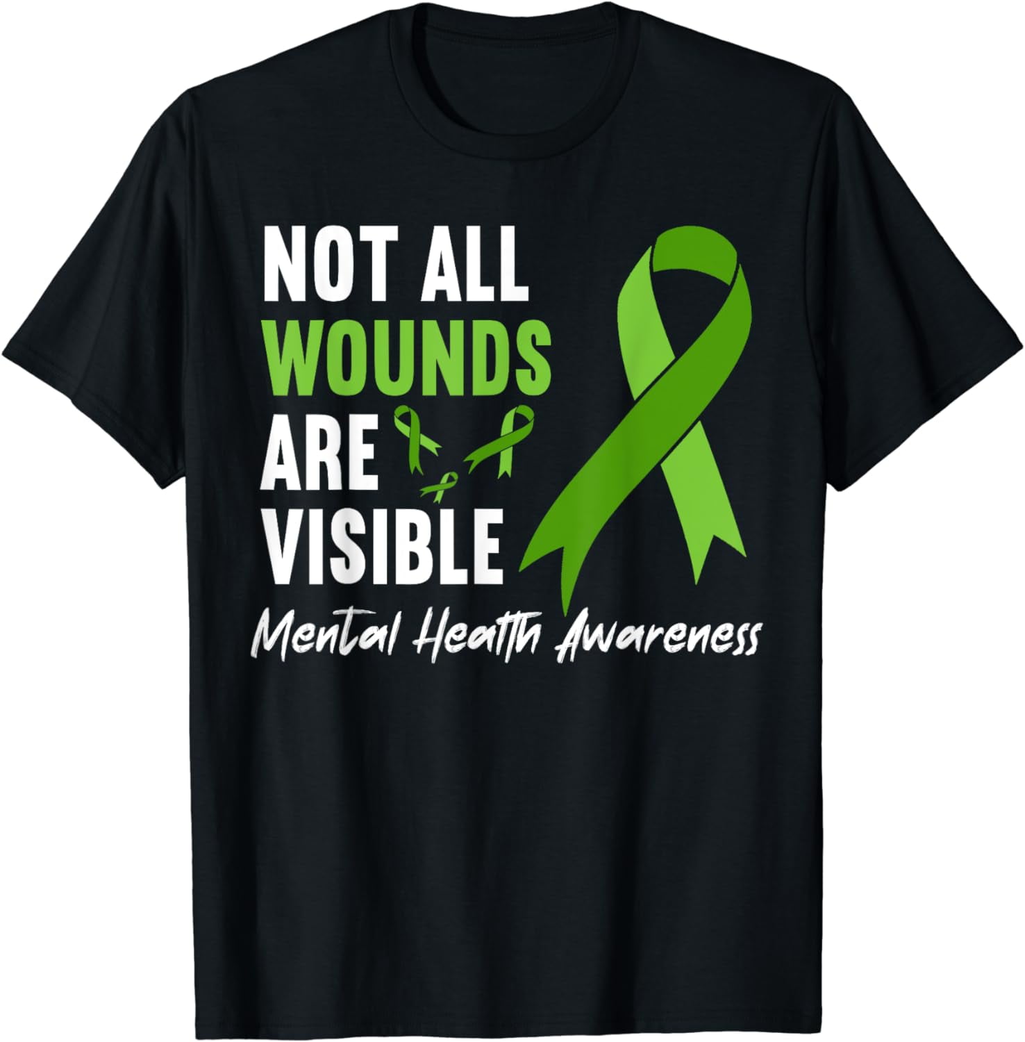 Not All Wounds Are Visible Mental Health Awareness Ribbon T-Shirt ...