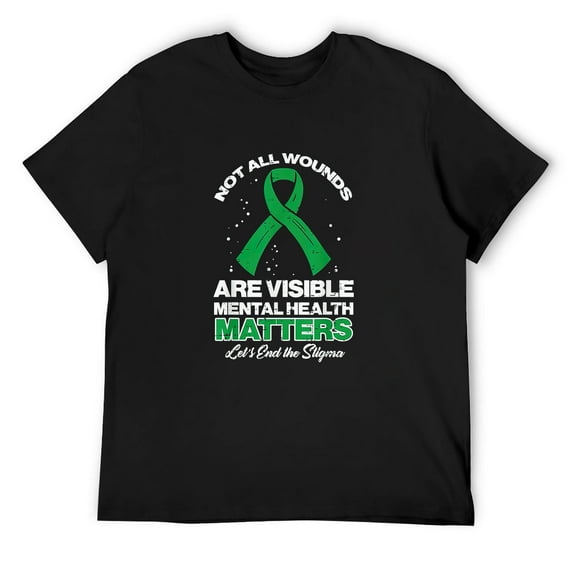 Not All Wounds Visible Mental Health Matters Aware Men T-Shirt Black Large