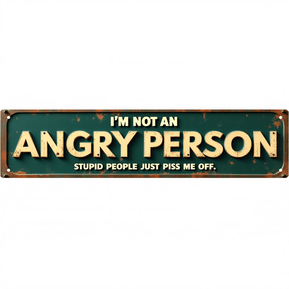 Angry Signage Not An Angry Person Funny Tin Signs 16*4 Inches