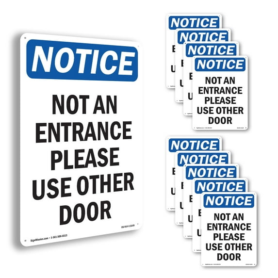 Not An Entrance Please Use Other Door OSHA Notice Aluminum Sign 10 Inch x 7 Inch - 10 Pack