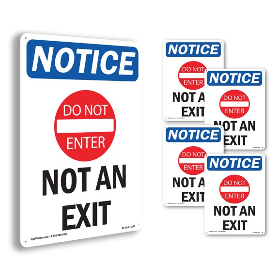 Not An Exit OSHA Notice Aluminum Sign 10 Inch x 7 Inch - 5 Pack