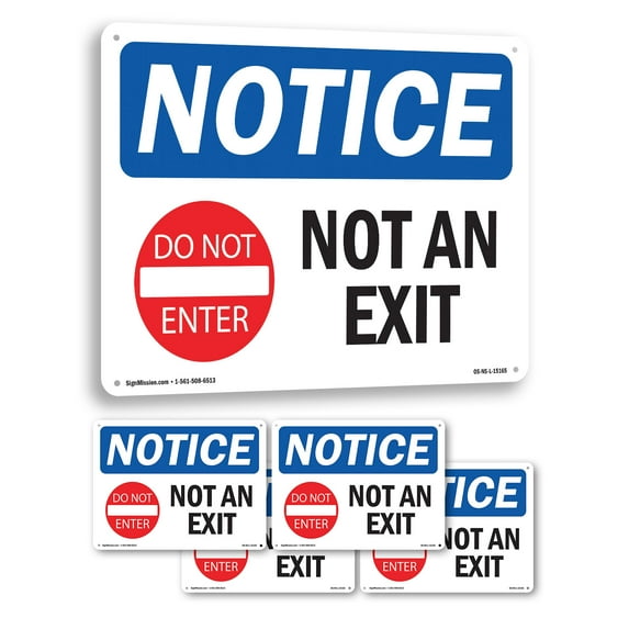 Not An Exit OSHA Notice Aluminum Sign 14 Inch x 10 Inch - 5 Pack