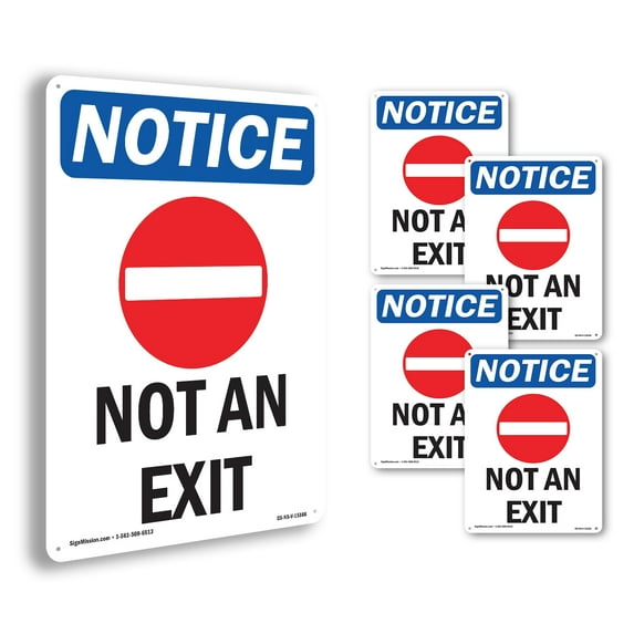 Not An Exit OSHA Notice Rigid Plastic Sign 24 Inch x 18 Inch - 5 Pack