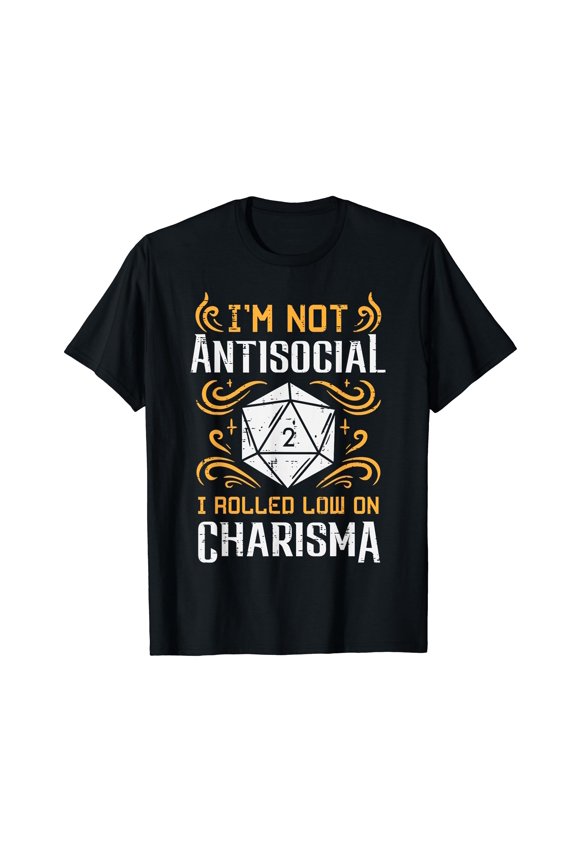 Not Anti Social Low Charisma Funny RPG Gamer Men Boys Kids T-Shirt