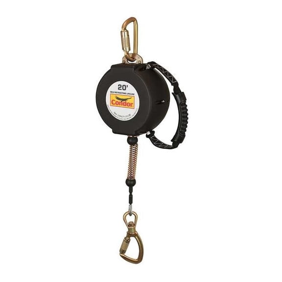 Not Applicable Self-Retracting Lifeline, 20 ft. Length, Swivel Snap Hook, Steel, 1 Leg(s)