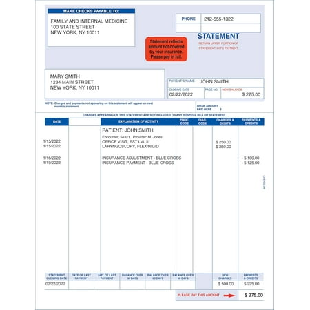 Not Covered by Insurance Label, Fluorescent Red, 1-1/2” x 7/8”, , Patient Full Payment Reminder, Permanent Adhesive, 250 Stickers/Box