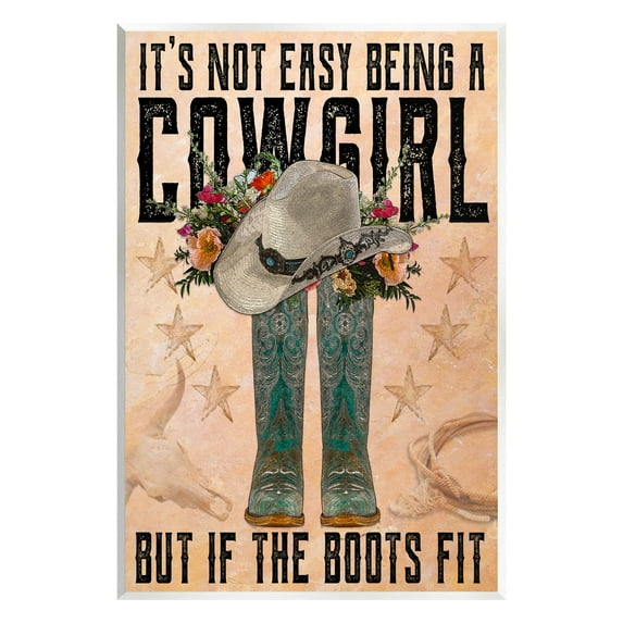 Not Easy Being A Cowgirl Country Phrase Botanical & Floral Graphic Art Unframed Art Print Wall Art