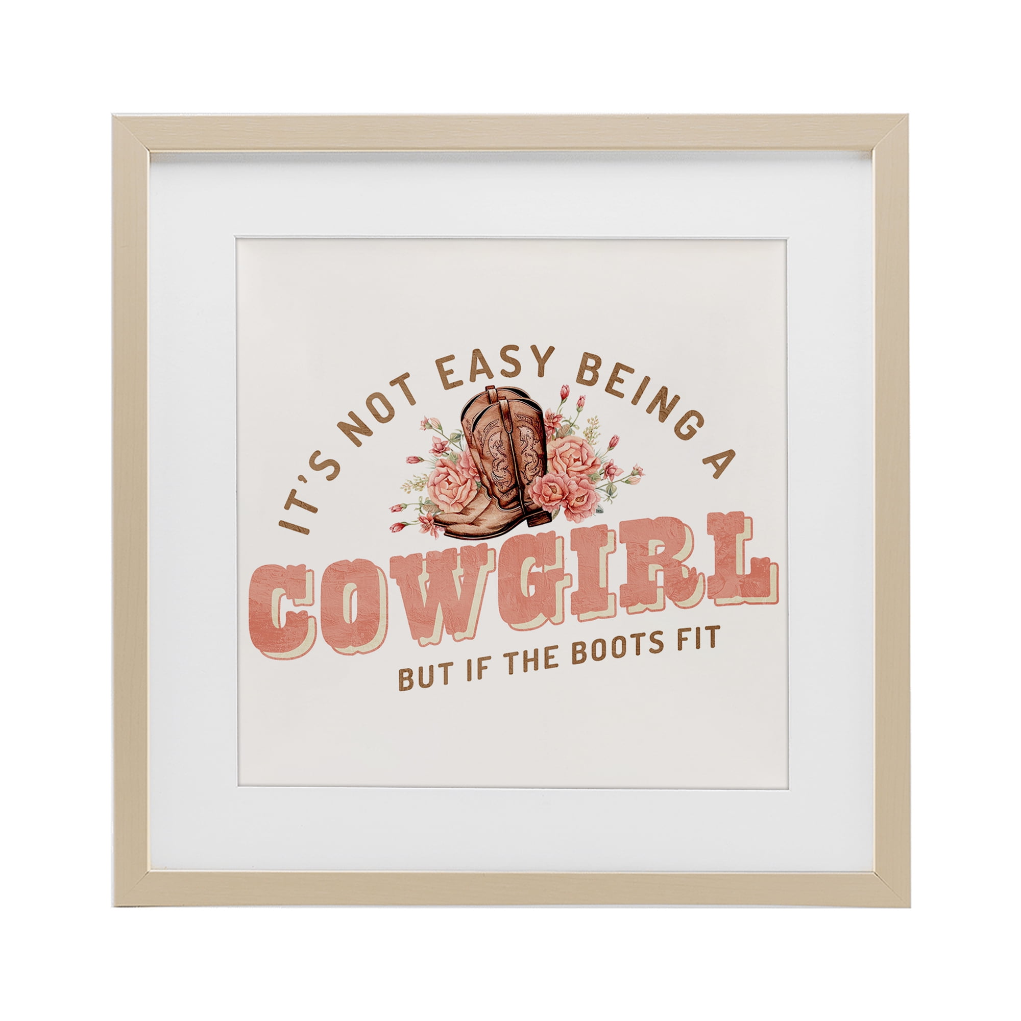 Not Easy Being Cowgirl Birch Framed Print Under Glass, design by Kim Allen