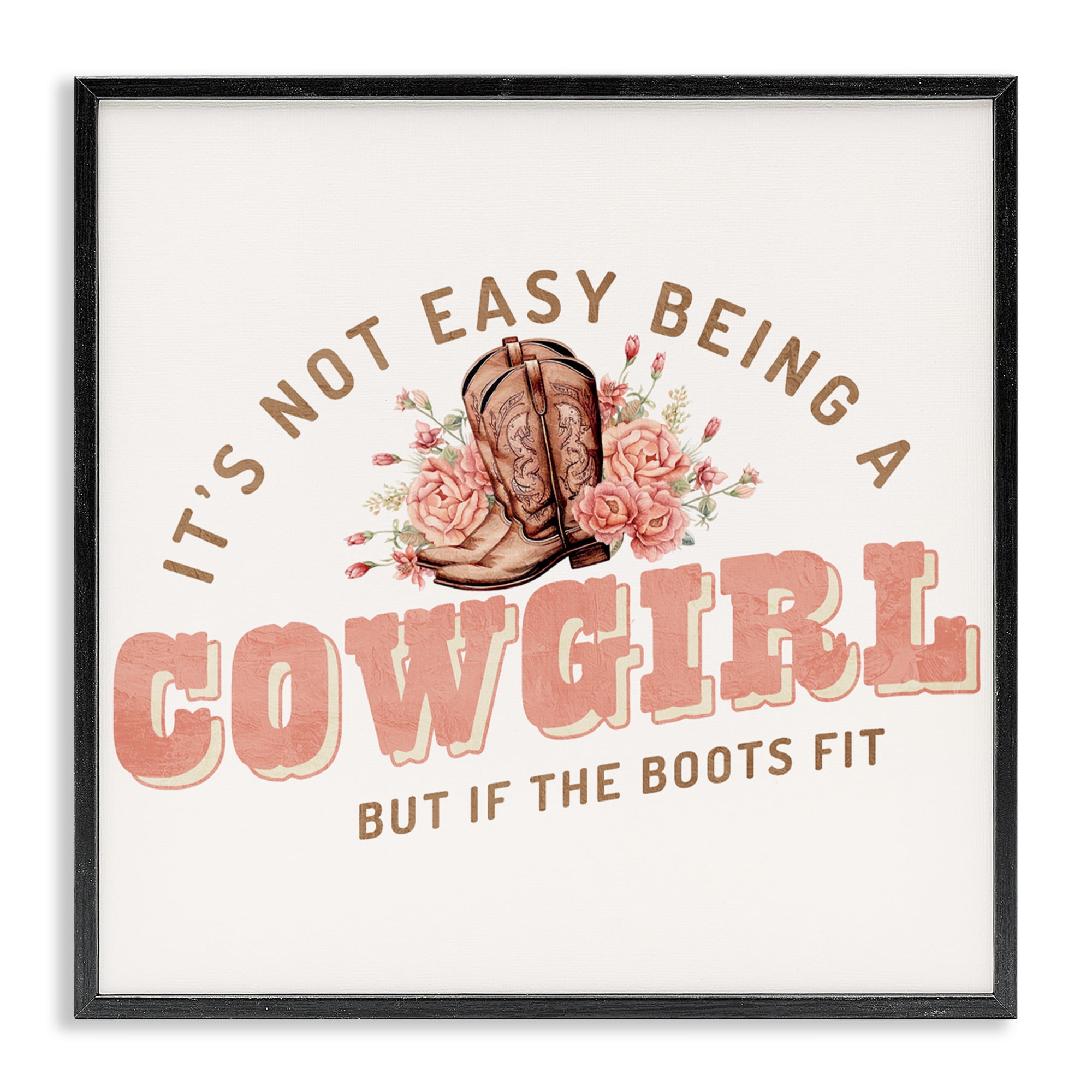 Not Easy Being Cowgirl Black Framed Giclee Art, design by Kim Allen