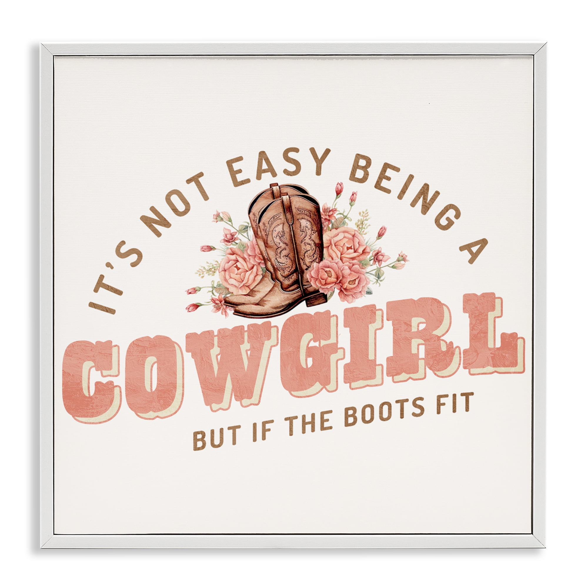 Not Easy Being Cowgirl White Framed Giclee Art, design by Kim Allen