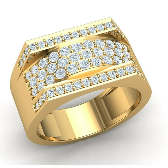 Not Enhanced 0.75ct Round Cut Diamond Prong Fancy Wide Men's Wedding Band Anniversary Ring Solid 18K Gold F VS1