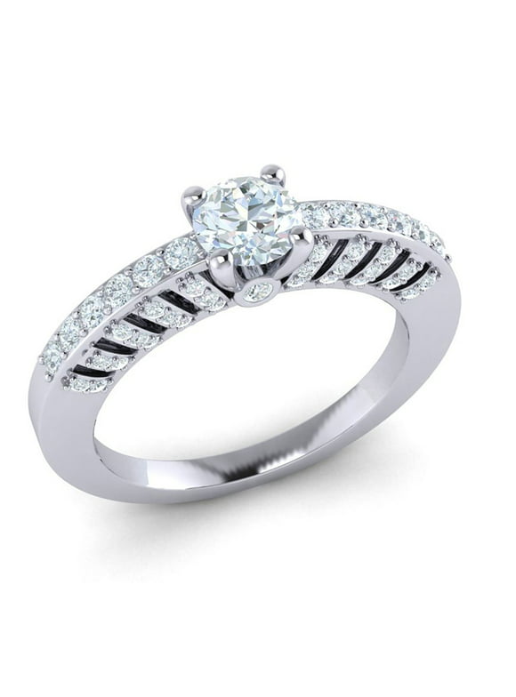 Not Enhanced 1.5ctw Round Cut Diamond Prong Women's Bridal Engagement Ring Wedding Solid 18K Gold H SI2