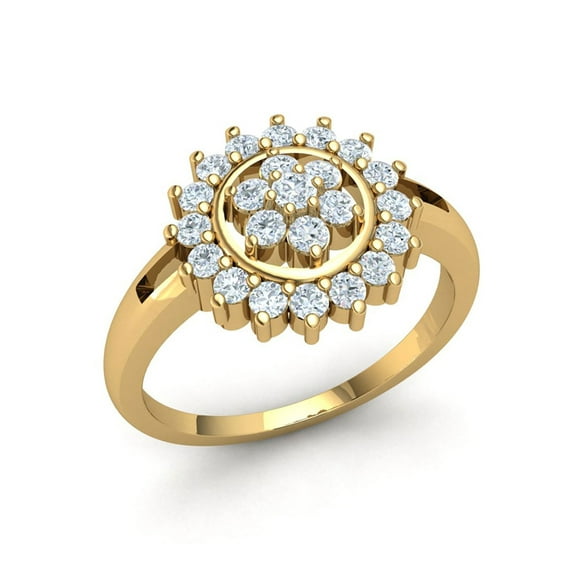 Not Enhanced 1ct Round Cut Diamond Prong Bridal Fancy Engagement Ring Solid 10K Gold J SI2