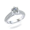 thumbnail image 1 of Not Enhanced 1ct Round Cut Diamond Prong Bridal Pave Tellis Engagement Ring Solid 18K Gold H SI2, 1 of 3