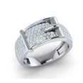 thumbnail image 1 of Not Enhanced 1ct Round Cut Diamond Prong Fancy Unisex Wedding Belt Ring Solid Anniversary Band Solid 18K Gold FG VS2, 1 of 3