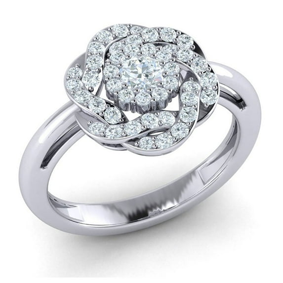 Not Enhanced 1ct Round Cut Diamond Prong Modern Cluster Bridal Fancy Ring Anniversary Band Solid 18K Gold FG VS2