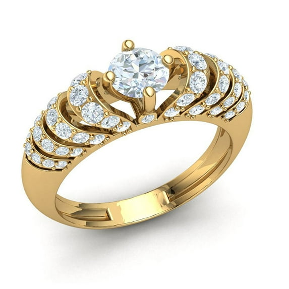 Not Enhanced 2ct Round Cut Diamond Prong Bridal Fancy Engagement Ring Solid 10K Gold JK I1