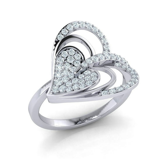 Not Enhanced 2ct Round Cut Diamond Prong Modern Heart Bridal Fancy Ring Solid Anniversary Band Solid 14K Gold FG VS