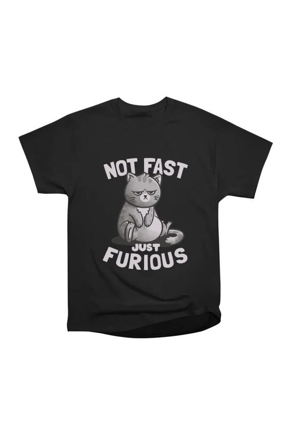 Not Fast Just Furious Cute Funny Angry Cat Gift T-Shirt Tee Gift For Him Merch For Her App
