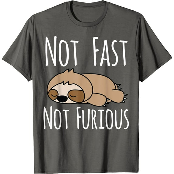 Not Fast Not Furious Cute and Funny Sleeping Sloth Unisex T-Shirt for Men Women Kids Toddler,Charcoal Color,Size YL