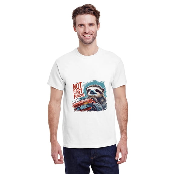 Not Fast Not Furious Funny Sloth Humorous Novelty Unisex T-Shirt, for men & women, up to size 5XL