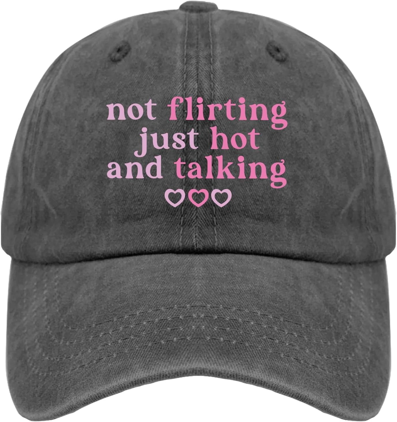 Anime Trucker Hat With 'Not Flirting Just Hot' Design - Pigment Black Baseball Cap For Men & Women