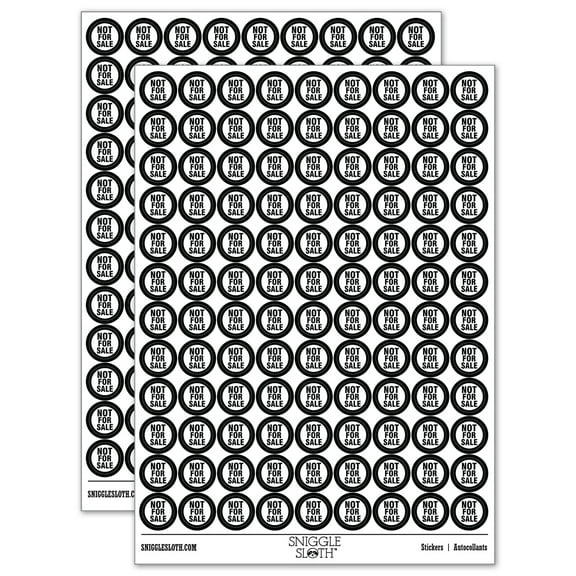 Not For Sale Round Sticker Set - Black - Gloss Finish - 0.50" Size