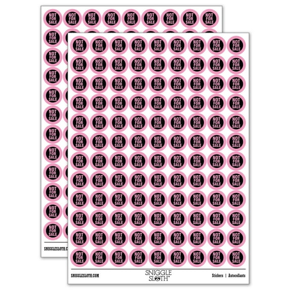 Not For Sale Round Sticker Set - Light Pink - Gloss Finish - 0.50" Size