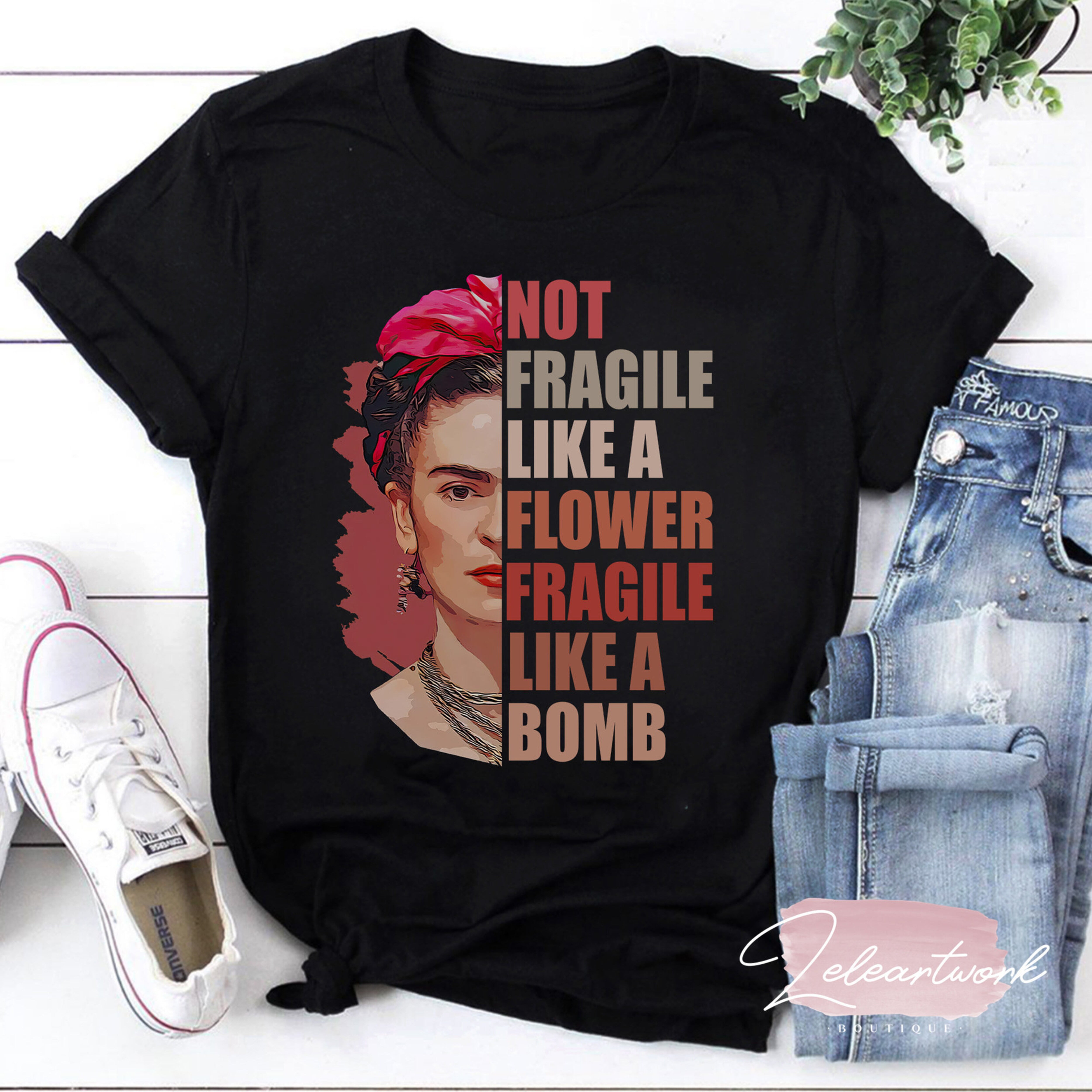 Not Fragile Like A Flower Fragile Like A Bomb Funny Vintage T-Shirt ...