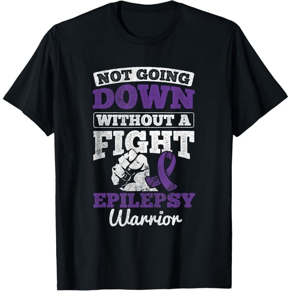 Not Going Down Without Fight T-Shirt, Women, Epilepsy Awareness Supporters, Unisex, Short Sleeve, Black, Small