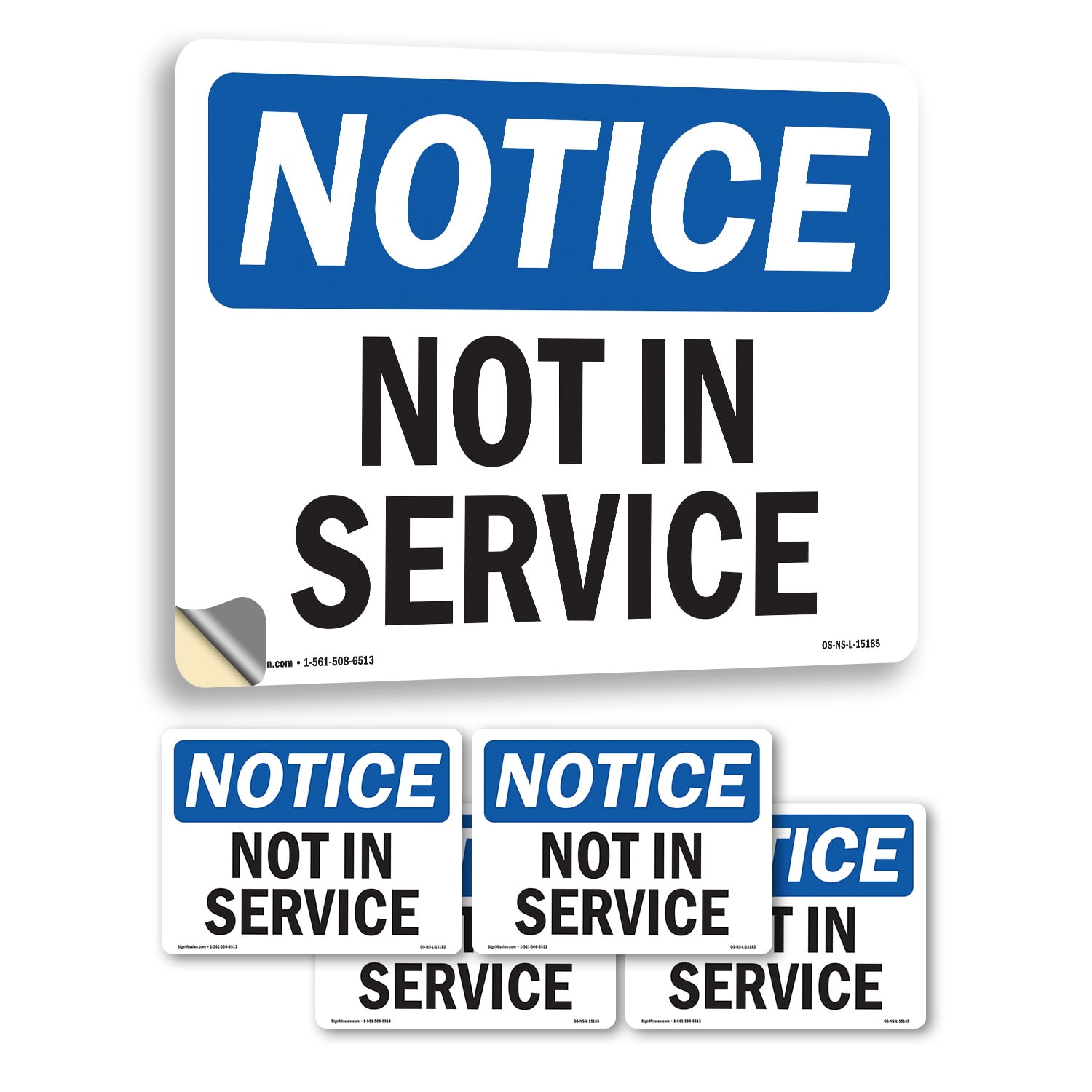 Not In Service OSHA Notice Vinyl Decal Label 5 Inch x 3.5 Inch - 5 Pack ...