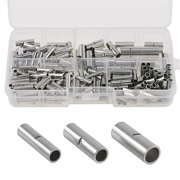 Not Insulated Brass Butt Splices Butt Connector set Professional 200pcs/set Crimps Connector Set for Wiring Projects