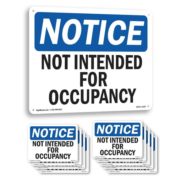 Not Intended For Occupancy OSHA Notice Aluminum Sign 14 Inch x 10 Inch - 10 Pack