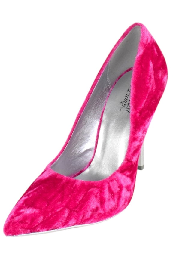 Shoes Women Stiletto Pumps High Heel Pointed Toe BOMBER Hot Pink Fuchsia Velvet Suede Silver Heel 8.5