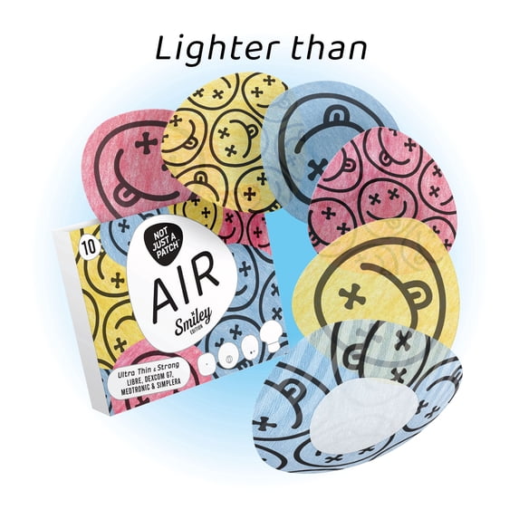 Not Just a Patch Air Smiley CGM Overpatch for FreeStyle Libre 1 and 2, Abbott Lingo, Medtronic and Simplera , 10 Ct, Multicolor