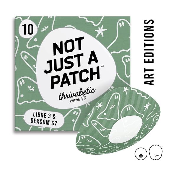 Not Just A Patch Dexcom G7 Adhesive Patches for 15 Days Waterproof & Sweatproof Sensor Covers for Dexcom G7 & Stelo CGM, Thrivabetic Designed Over Patches, 10 Pack, Ghost