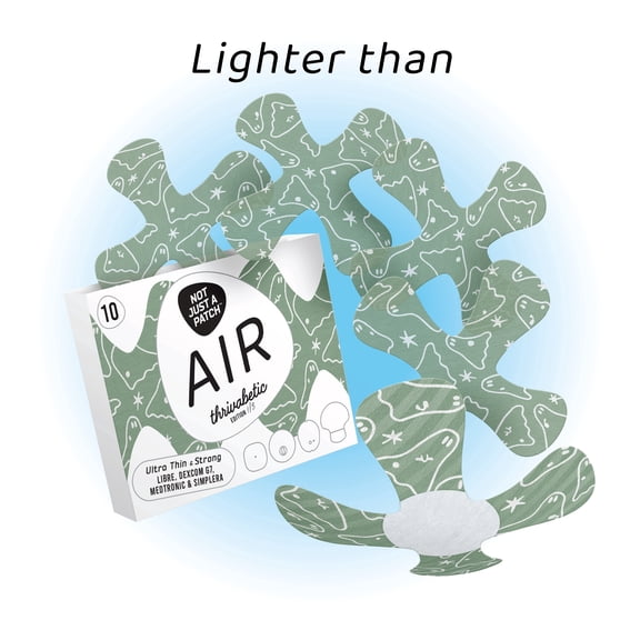 Not Just A Patch Air X-Mini CGM Adhesive Patches for 15 Days Waterproof & Sweatproof Sensor Covers for Freestyle Libre, Dexcom G7 & Simplera, Thrivabetic Designed Over Patches, 10 Pack, Ghost