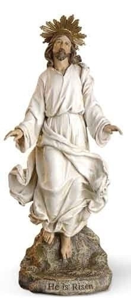 12" White Resin Risen Christ Jesus Figurine